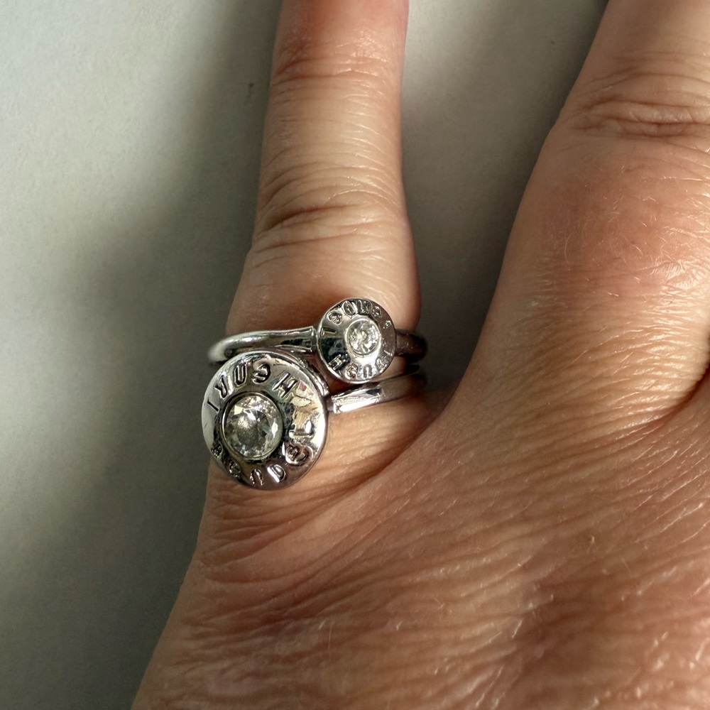 Henri Bendel Silver Crystal Ring Set